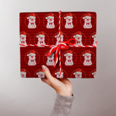 Kute kerstmis met Stripes Red Quirky Funny Cadeaupapier