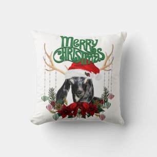 Kute Kerstmis Nubian Goat met Antlers en Wreater Kussen
