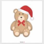 Kute Kerstmis Teddy Bear Wearing Santa Hat Sticker (Vel)
