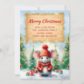 Kute kerstmuis feestdagenkaart (Voorkant)