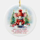 Kute kerstmuis keramisch ornament (Achterkant)