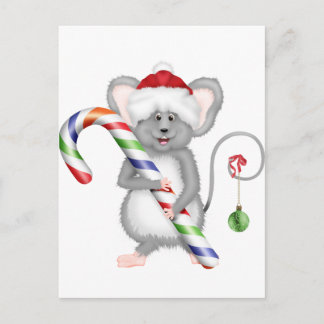 Kute kerstmuis met Santa Hat Feestdagenkaart