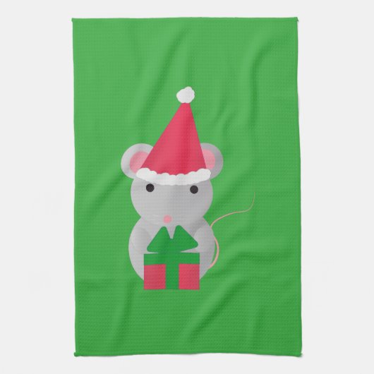 Kute kerstmuis theedoek (Verticaal)