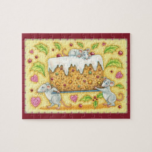 Kute kerstmuizen met een broekdessert legpuzzel (Horizontaal)