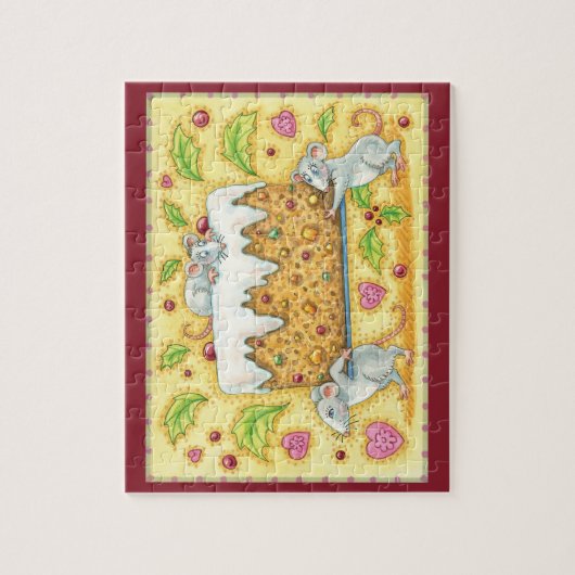 Kute kerstmuizen met een broekdessert legpuzzel (Verticaal)