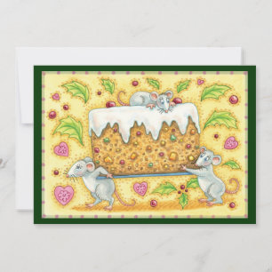 Kute kerstmuizen met een fruitdienblad feestdagenkaart