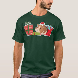 Kute kerstparelvarken met Santa Hat Pet Guin T-shirt