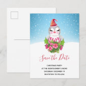 Kute kerstpinguïn in Santa Hat Save the Date Uitnodiging Briefkaart (Voorkant / Achterkant)