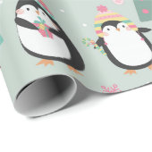 Kute kerstpinguïns cadeaupapier (Rol Hoek)