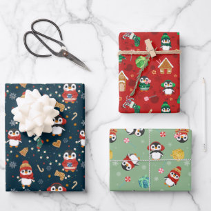 Kute kerstpinguïns inpakpapier vel