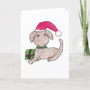 Kute kerstpuppy bedankkaart