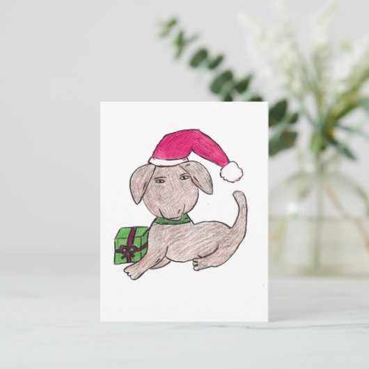 Kute kerstpuppy briefkaart (Staand voorkant)