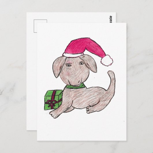 Kute kerstpuppy briefkaart (Voorkant / Achterkant)