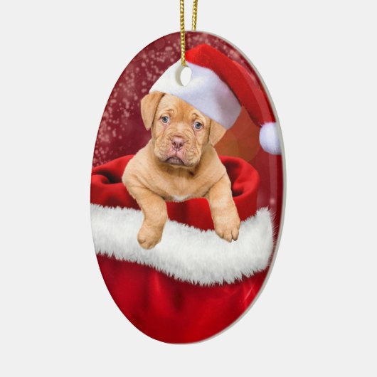 Kute kerstpuppy keramisch ornament (Links)