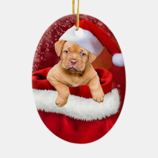 Kute kerstpuppy keramisch ornament (Achterkant)