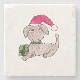 Kute kerstpuppy stenen onderzetter
