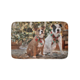 Kute kerstredding Pitbull and America Bull Dog Badmat