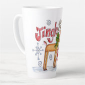 Kute kerstrendiertje, Jingle Bells Snowflakes Latte Mok (Linkerhoek)