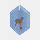 Kute kerstrendiertje met rode neus glas ornament (Voorkant links)