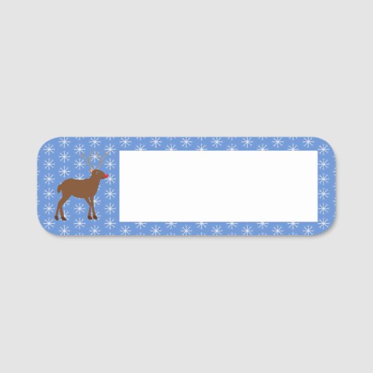 Kute kerstrendiertje met rode neus naamplaatje (Voorkant)