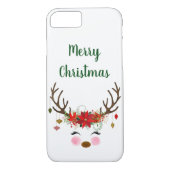 Kute kerstrenrender en Poinsettia Case-Mate iPhone Case (Achterkant)