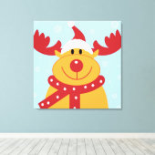 Kute kerstrenrendiertje canvas afdruk (Insitu (Houten vloer))