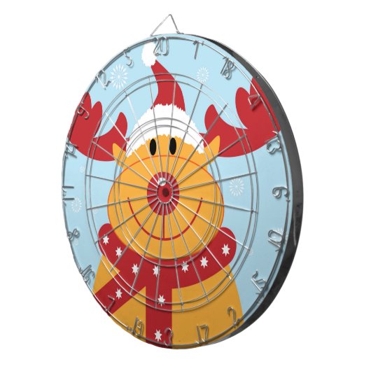 Kute kerstrenrendiertje dartbord (Voorkant Rechts)