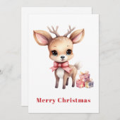 Kute kerstrenrendiertje feestdagenkaart (Voorkant / Achterkant)