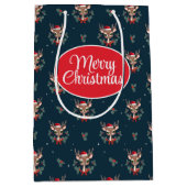 Kute kerstrenrendiertje medium cadeauzakje (Voorkant)