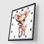 Kute kerstrenrendiertje vierkante klok (Hoek)