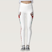 Kute kerstrenrenrendiermaskerwit rood leggings (Voorkant)