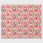Kute kerstretro  Deer Pink Cadeaupapier (Vlak)