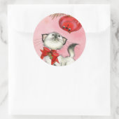 Kute kerstretro  keukenrootje roze ronde sticker (Tas)