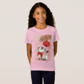 Kute kerstretro  Kitten Cat Tree PInk T-shirt (Voorkant volledig)