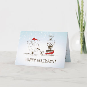 Kute kerstschapenmerrie - Prettige feestdagen Kaart