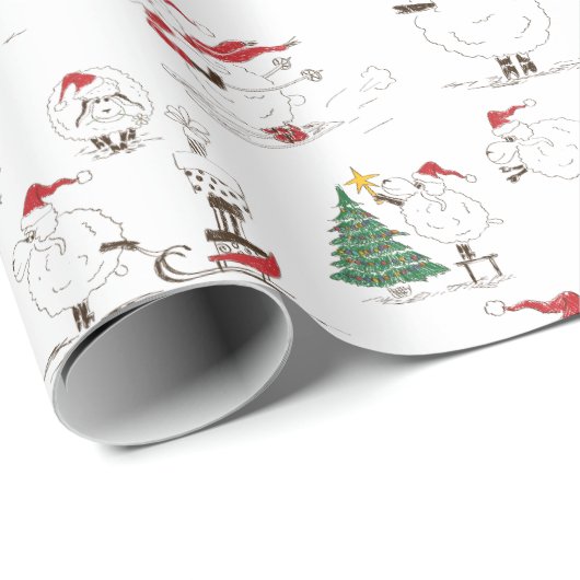 Kute kerstschapenvlees met omlooppapier cadeaupapier (Rol Hoek)