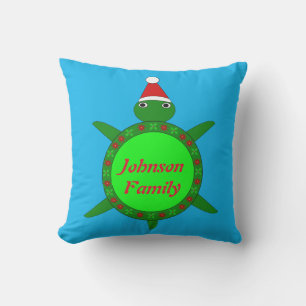 Kute kerstschildpad met Flowery Shell Custom Buitenkussen