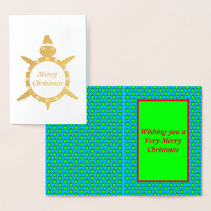 Kute kerstschildpad met Flowery Shell Custom Folie Kaarten