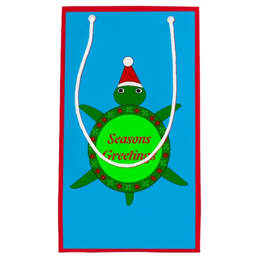 Kute kerstschildpad met Flowery Shell Custom Klein Cadeauzakje (Voorkant)