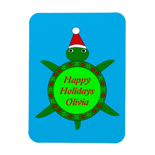 Kute kerstschildpad met Flowery Shell Custom Magneet (Verticaal)