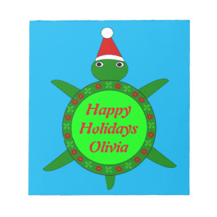 Kute kerstschildpad met Flowery Shell Custom Notitieblok