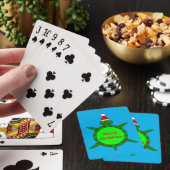 Kute kerstschildpad met Flowery Shell Custom Pokerkaarten (Insitu)