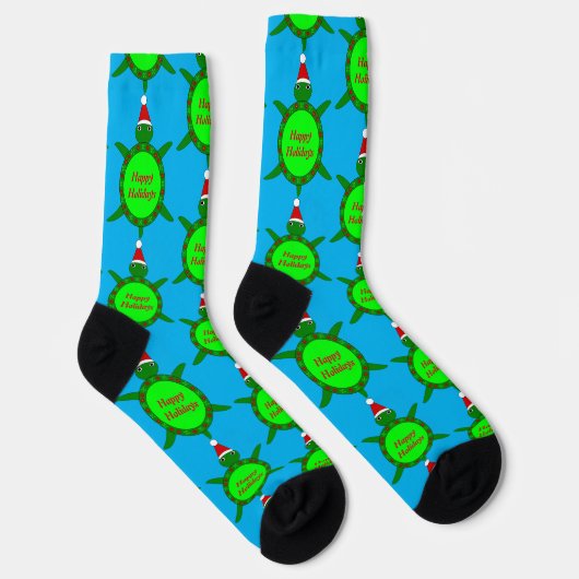 Kute kerstschildpad met Flowery Shell Custom Sokken (Rechts)