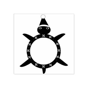 Kute kerstschildpad met Flowery Shell Rubberstempel