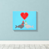 Kute kerstsissszegels canvas afdruk (Insitu (Houten vloer))