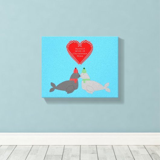 Kute kerstsissszegels canvas afdruk (Insitu (Houten vloer))