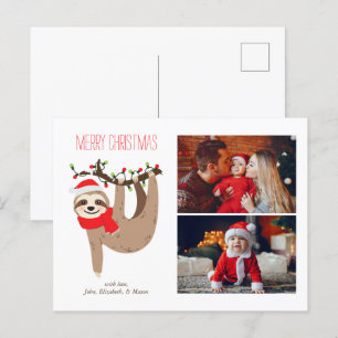 Kute kerstsleuf 2 fotocollage feestdagenkaart