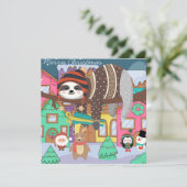 Kute kerstsleuf feestdagenkaart (Staand voorkant)