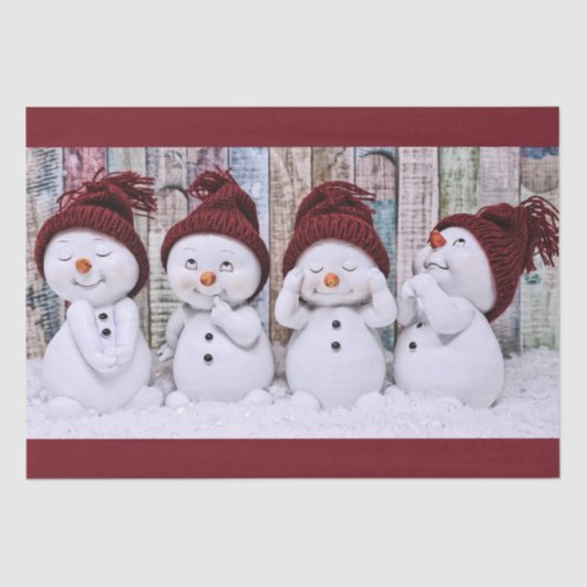 Kute kerstsnowmen-deportpapier tissuepapier (Voorkant)