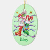 Kute kerststaart Bunny Personalized Keramisch Ornament (Links)